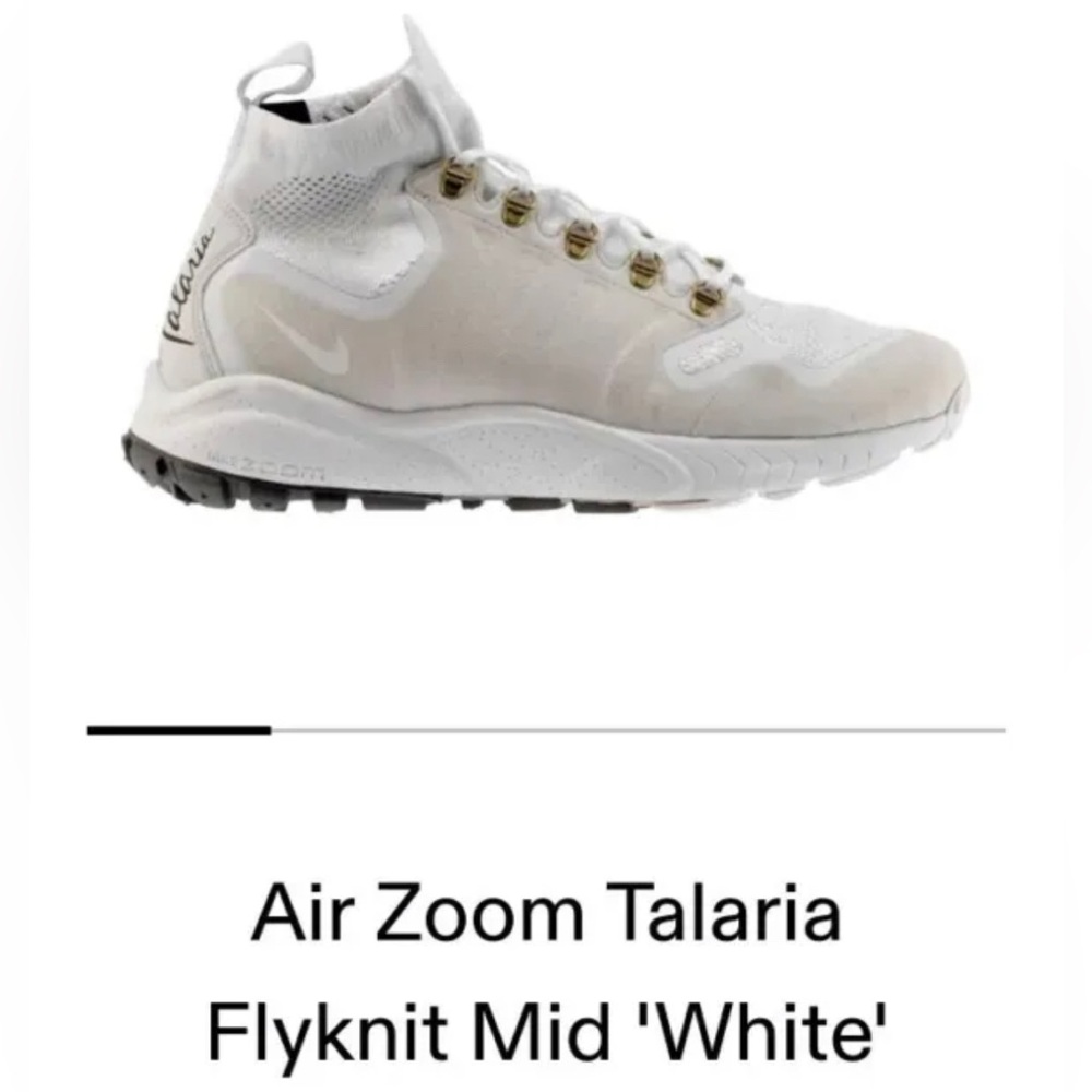 Nike Zoom Talaria Mid Flyknit "EXT SAMPLE" Men's Size 9, Triple White Platinum